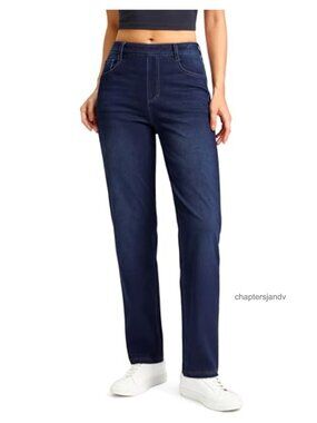 Womens Stretchy Pull on Straight Leg Jeans